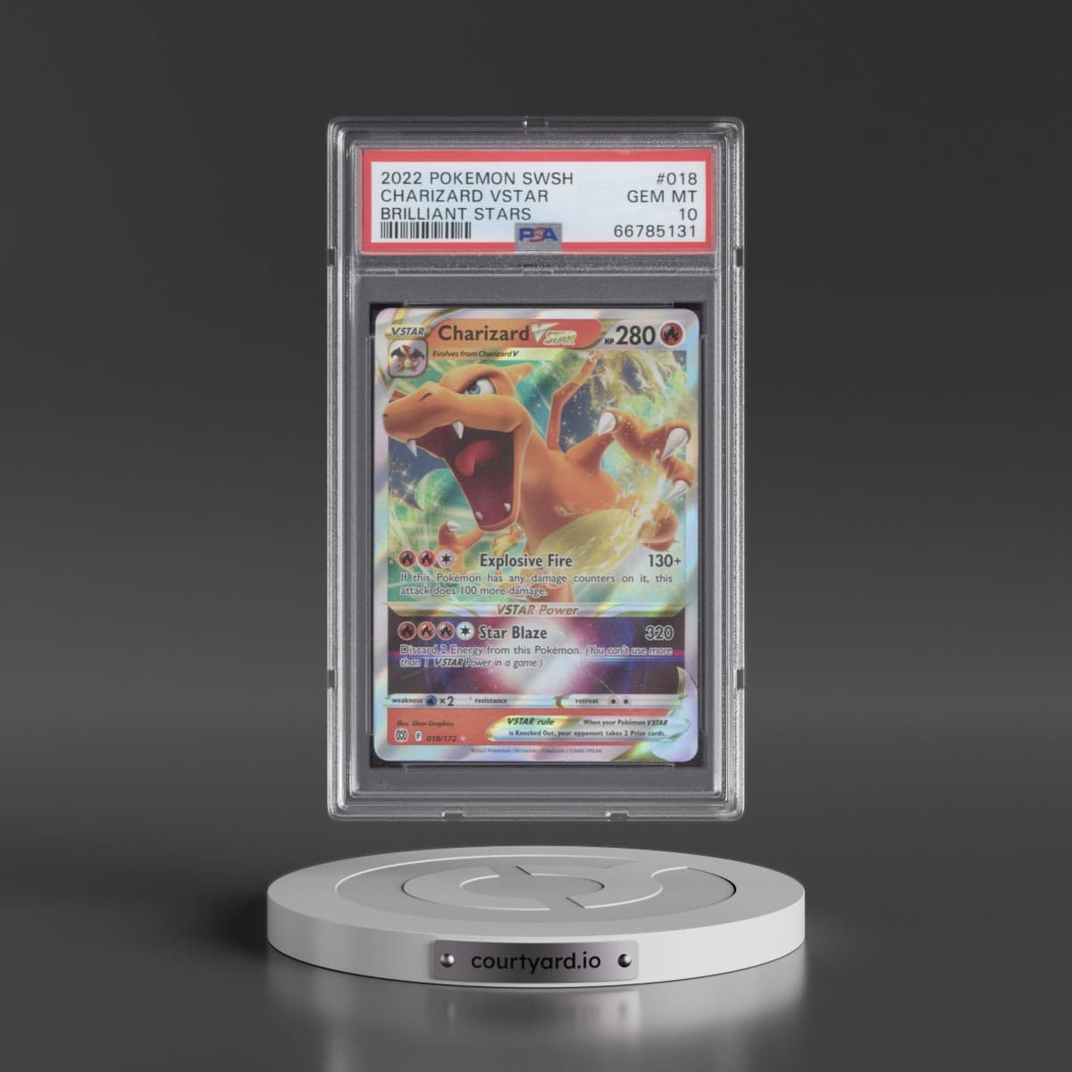 2022 Pokémon Sword & Shield Brilliant Stars #018 Charizard Vstar (PSA 10 GEM MINT)