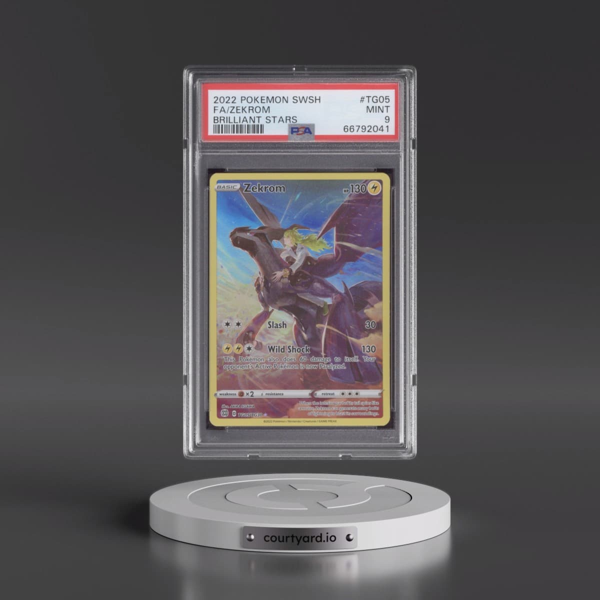 2022 Pokémon Sword & Shield Brilliant Stars #TG05 Zekrom - Full Art (PSA 9 MINT)