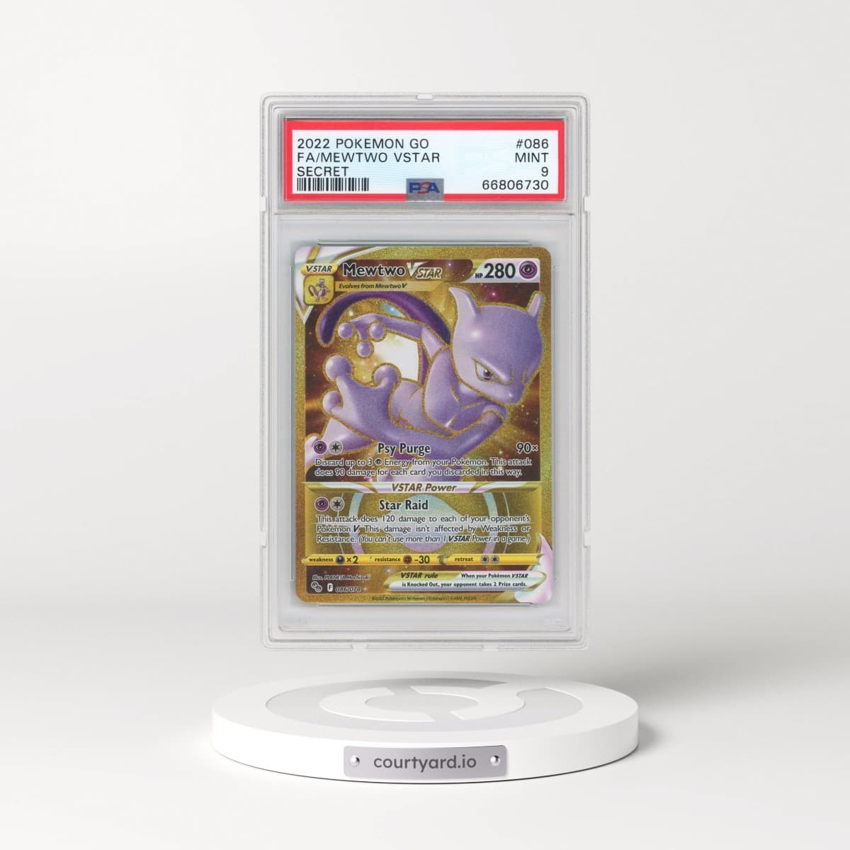 2022 Pokémon Go #086 Mewtwo Vstar - Full Art Secret (PSA 9 MINT)