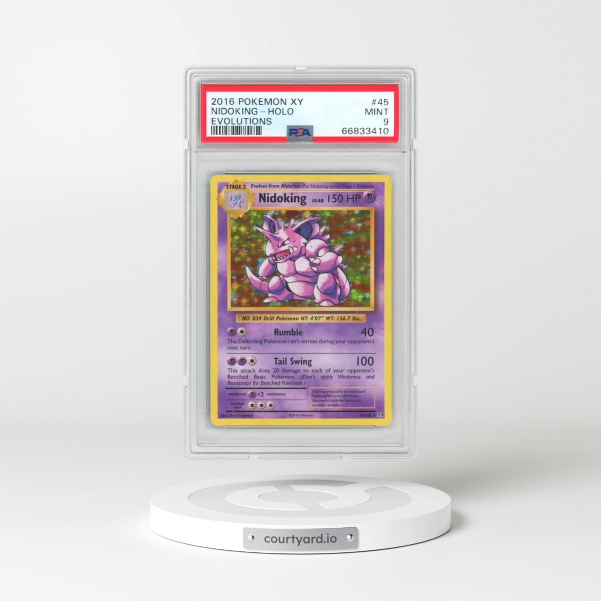 2016 Pokémon XY Evolutions #45 Nidoking - Holo (PSA 9 MINT)