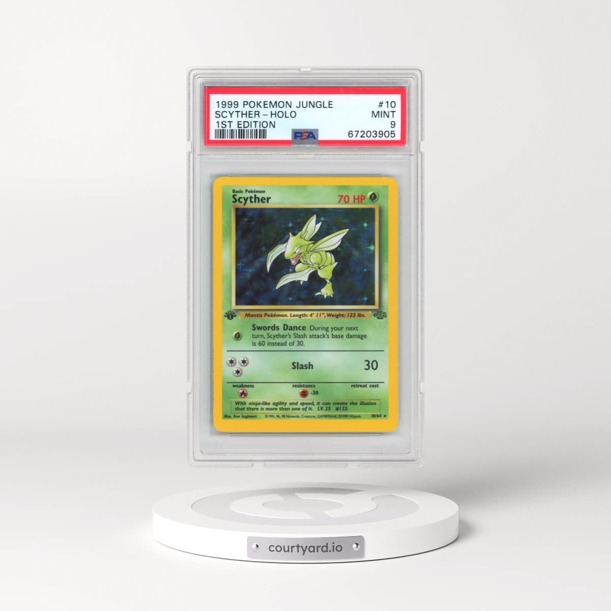 1999 Pokémon Jungle #10 Scyther - 1st Edition Holo (PSA 9 MINT)