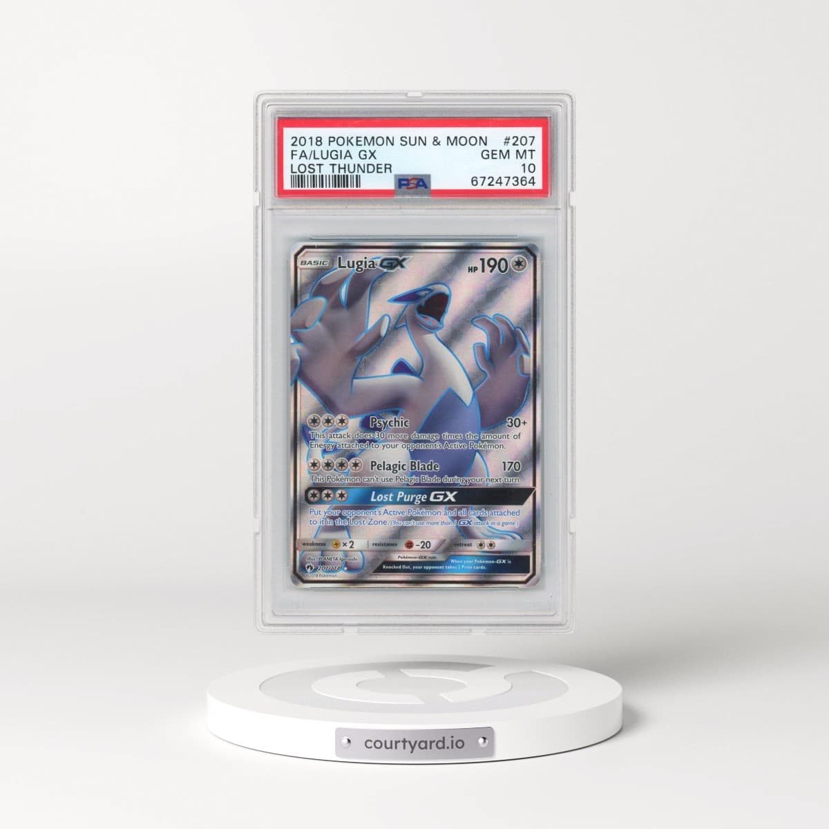 2018 Pokémon Sun & Moon Lost Thunder #207 Lugia GX - Holo Full Art (PSA 10 GEM MINT)