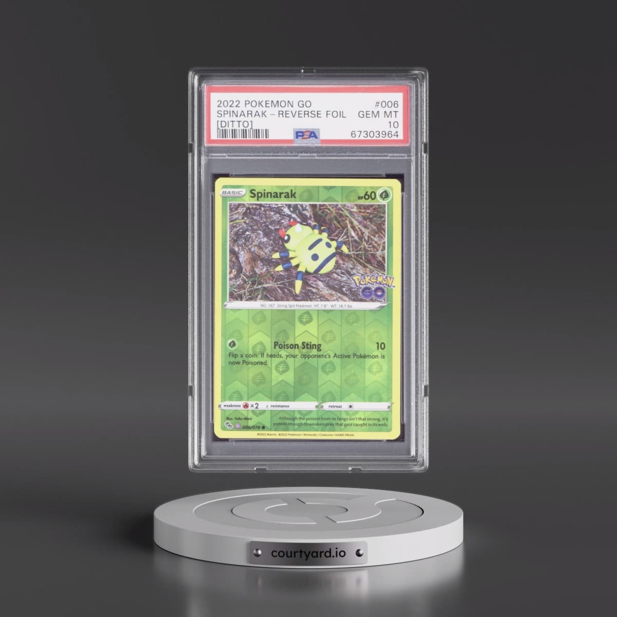 2022 Pokémon Go #006 Spinarak - Reverse Foil Ditto (PSA 10 GEM MINT)