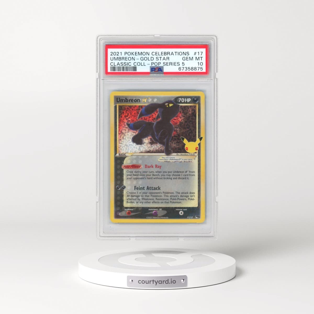 2021 Pokémon Celebrations Classic Collection #17 Umbreon-Gold Star (PSA 10 GEM MINT)