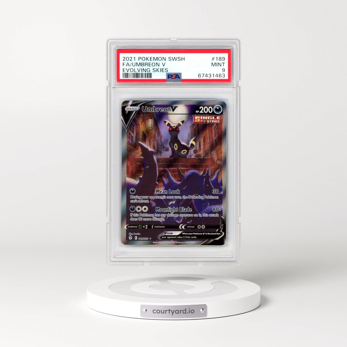 2021 Pokémon Sword & Shield Evolving Skies #189 Umbreon V - Holo Full Art (PSA 9 MINT)