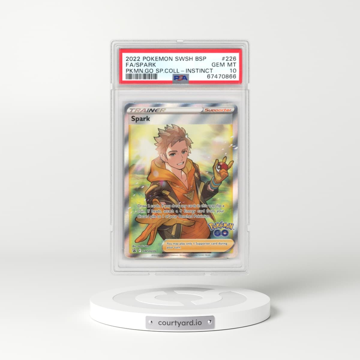 2022 Pokémon Swsh Black Star Promo #226 Spark - Full Art Pokemon Go Special Collection-Team Instinct (PSA 10 GEM MINT)