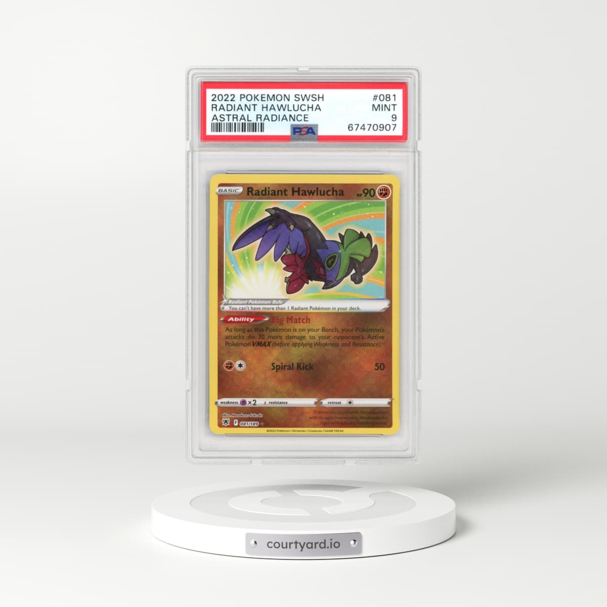2022 Astral Radiance #081 Radiant Hawlucha - Holo (PSA 9 MINT)