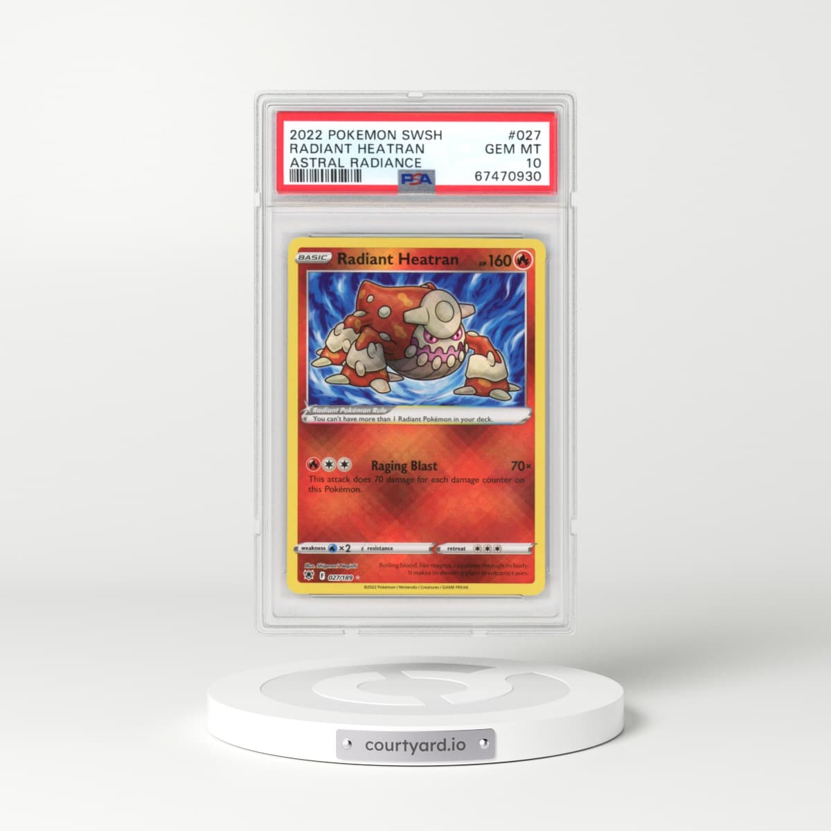 2022 Astral Radiance #027 Radiant Heatran - Holo (PSA 10 GEM MINT)