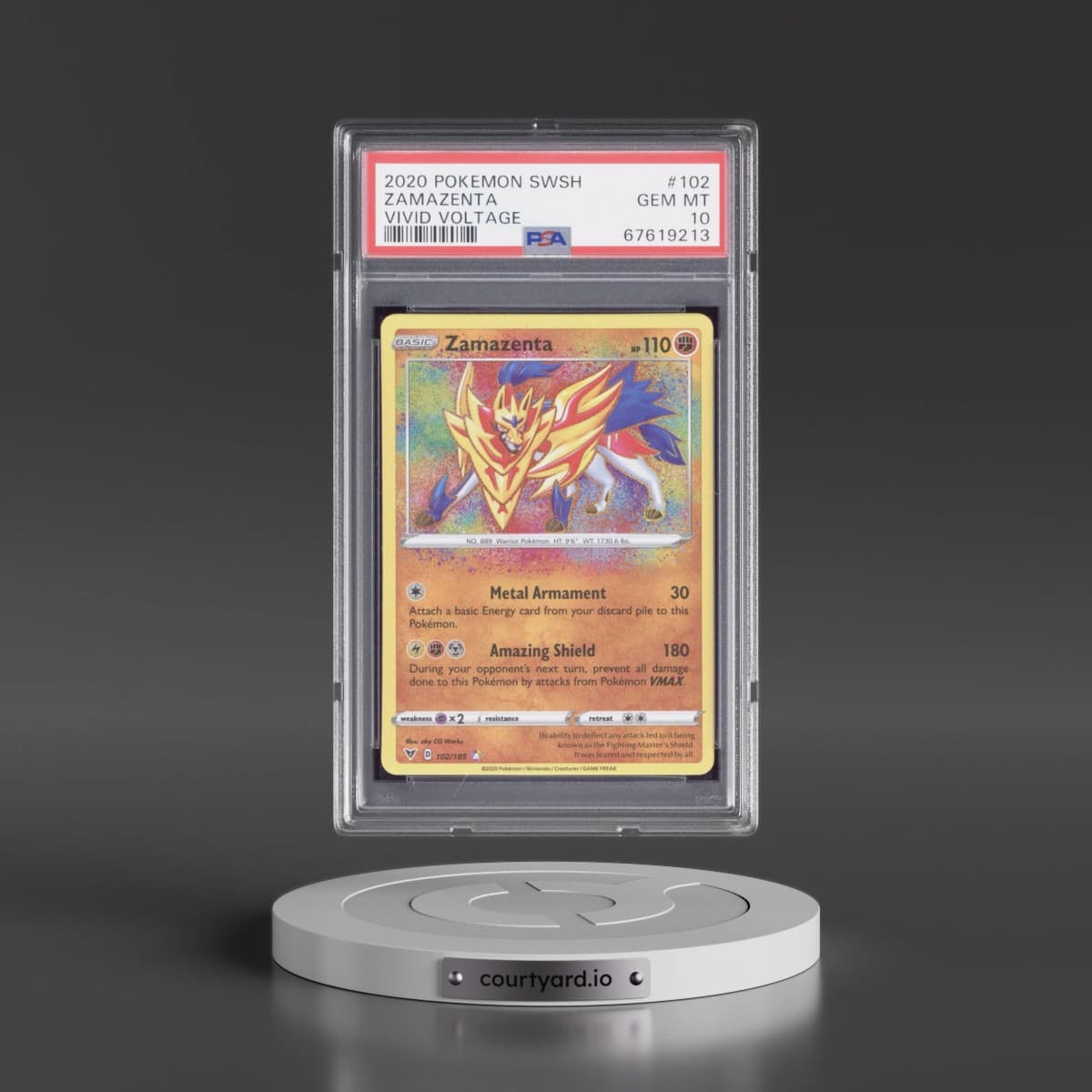 2020 Pokémon Sword & Shield Vivid Voltage #102 Zamazenta (PSA 10 GEM MINT)
