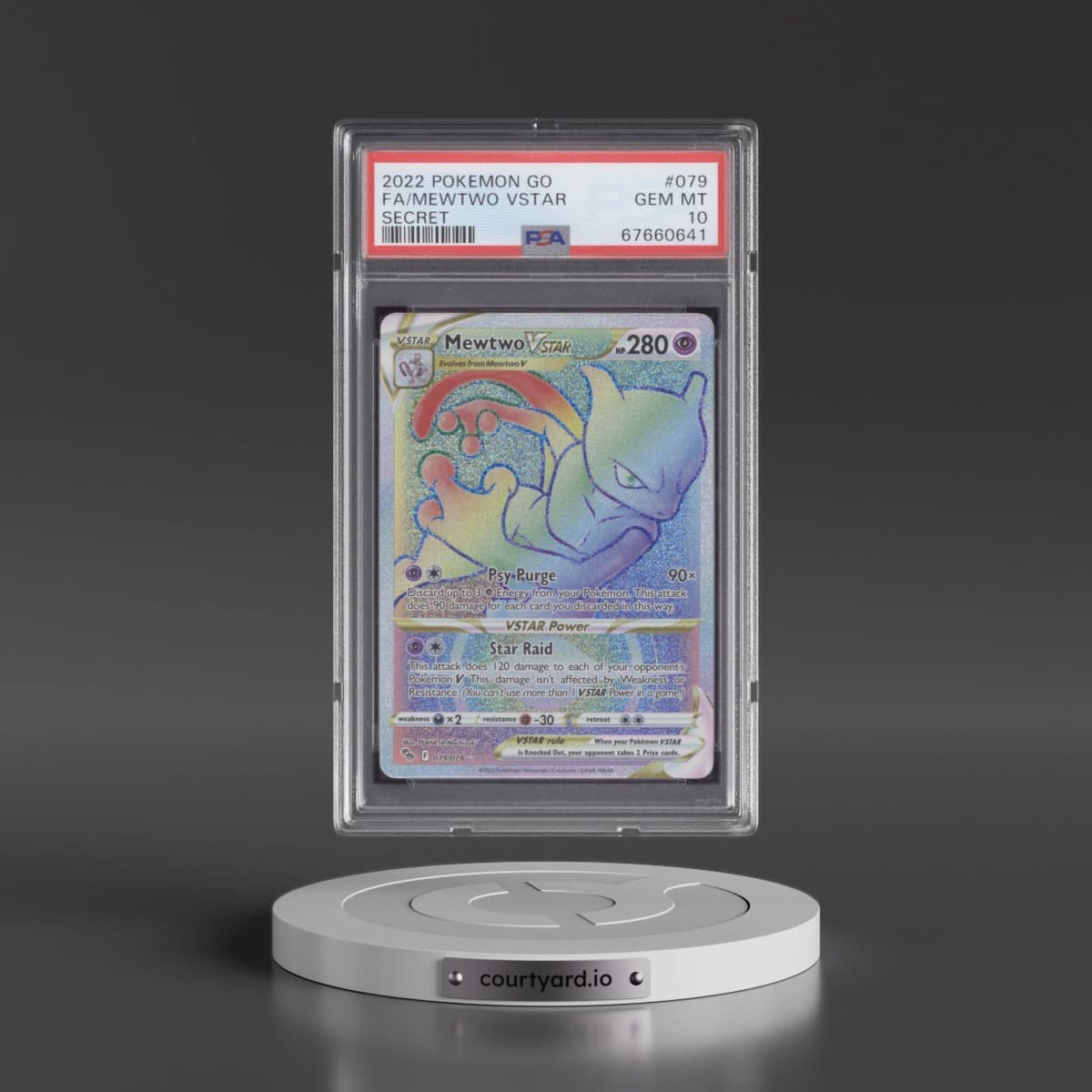 2022 Pokémon Go #079 Mewtwo Vstar - Full Art Secret (PSA 10 GEM MINT)
