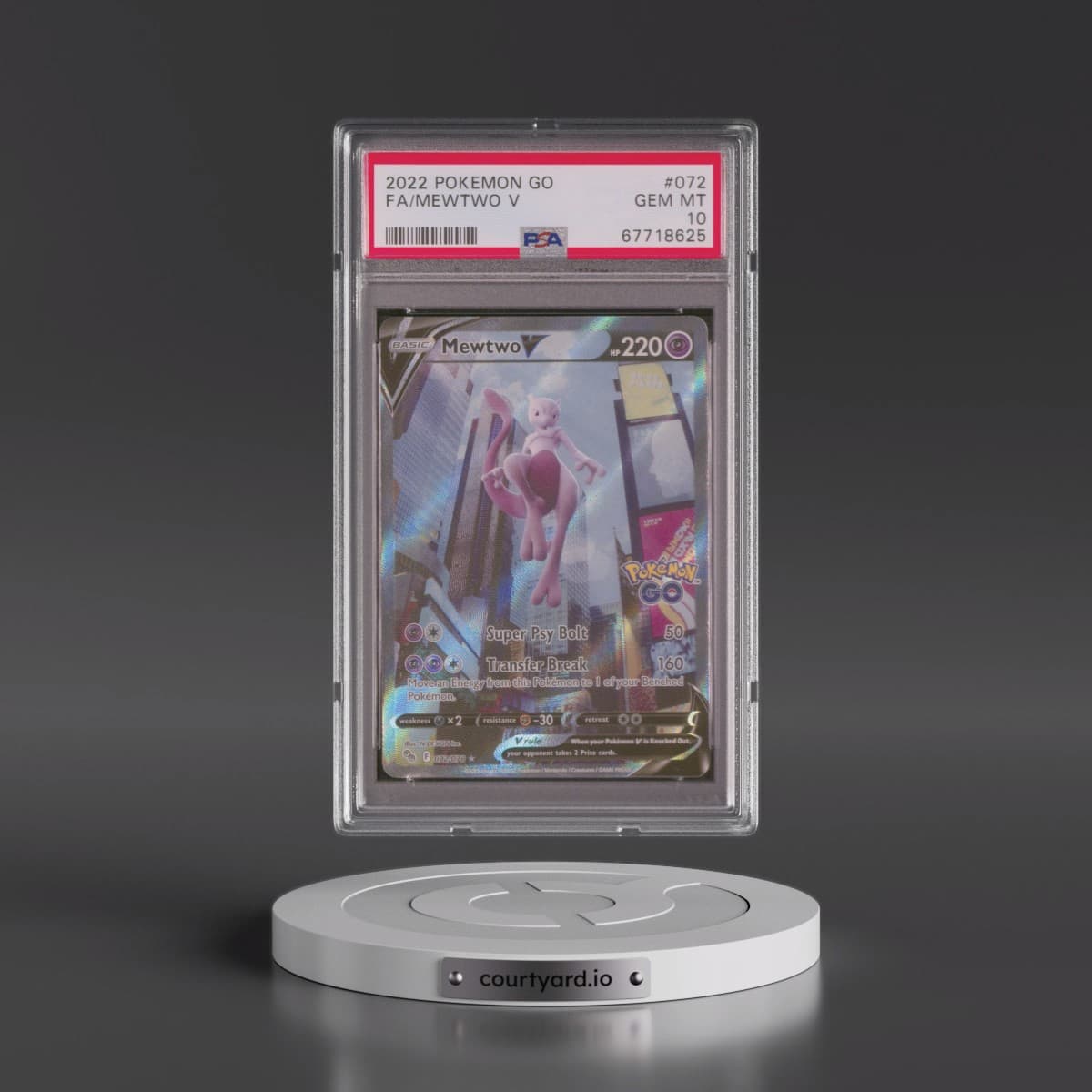 2022 Pokémon Go #072 Mewtwo V - Holo Full Art (PSA 10 GEM MINT)