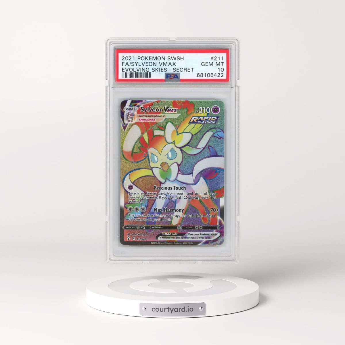 2021 Pokémon Sword & Shield Evolving Skies #211 Sylveon Vmax - Full Art Secret (PSA 10 GEM MINT)