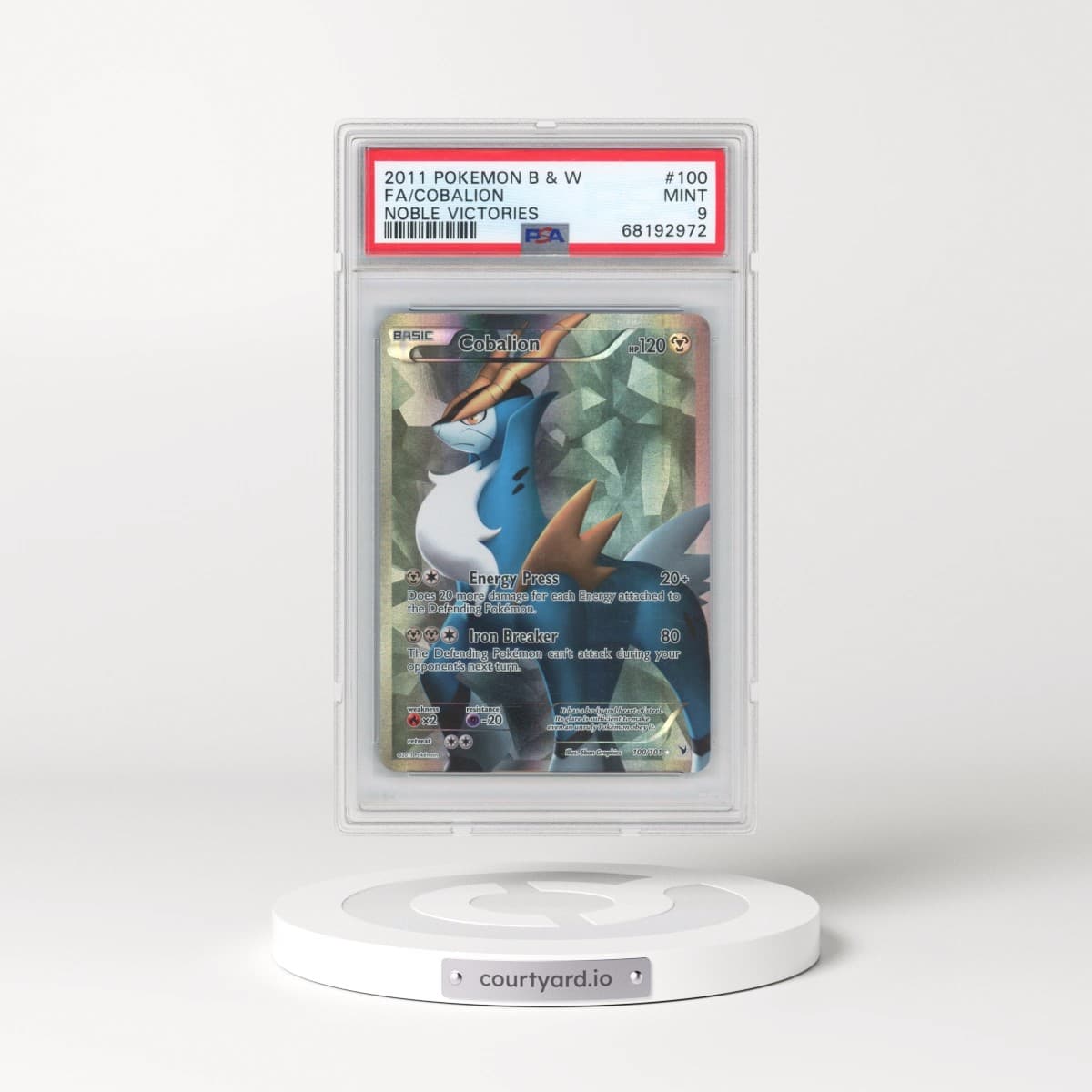 2011 Pokémon Black & White Noble Victories #100 Cobalion - Full Art (PSA 9 MINT)