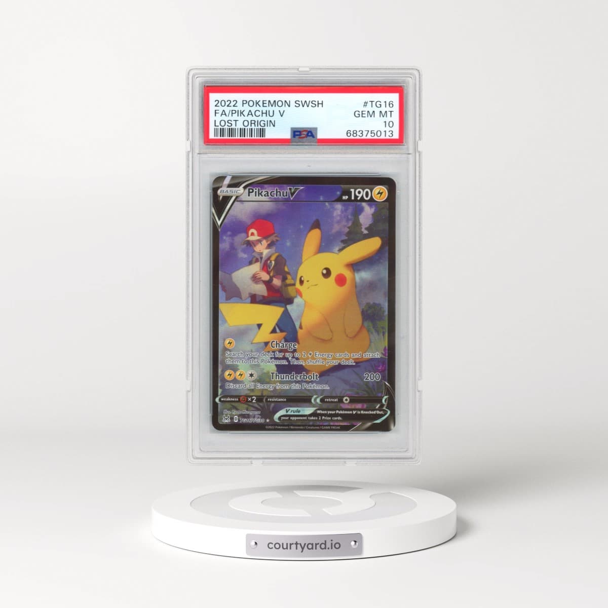 2022 Pokémon Sword & Shield Lost Origin #TG16 Pikachu V - Holo Full Art (PSA 10 GEM MINT)