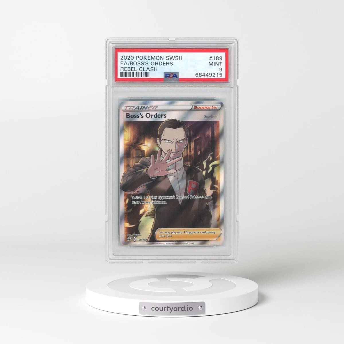 2020 Pokémon Sword & Shield Rebel Clash #189 Boss's Orders - Full Art (PSA 9 MINT)