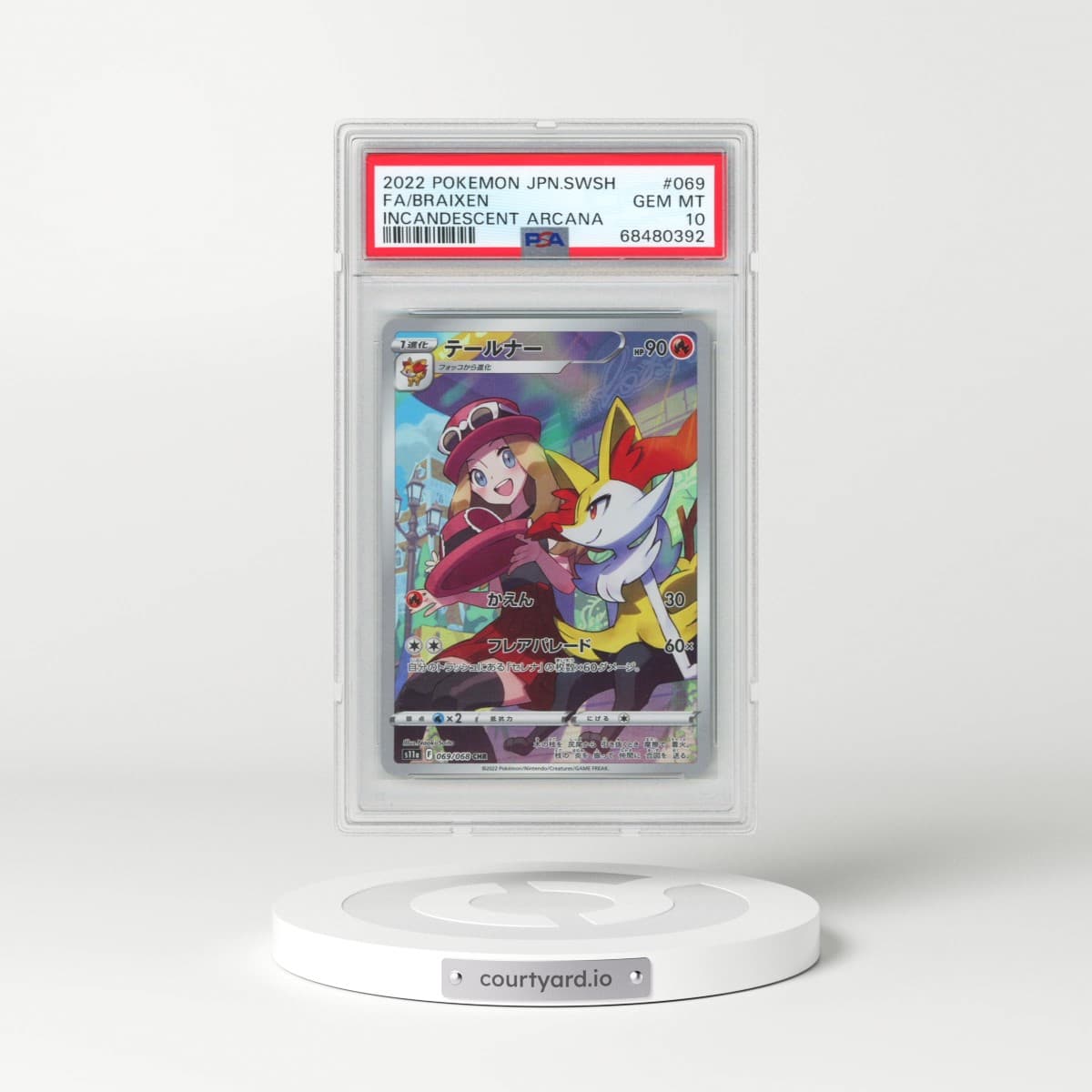 2022 Pokémon Sword & Shield Incandescent Arcana #069 Braixen - Full Art (PSA 10 GEM MINT)