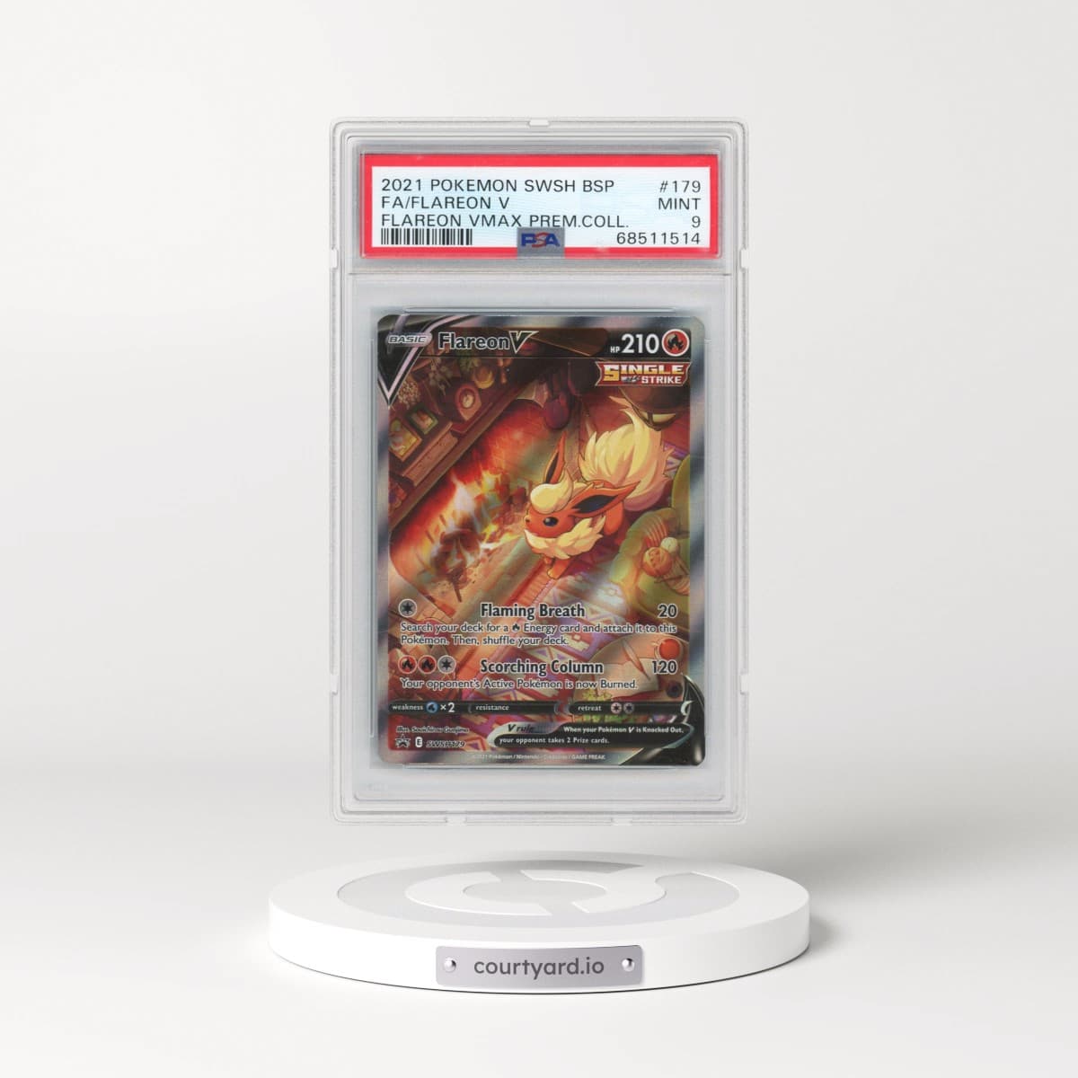 2021 Pokémon Swsh Black Star Promo #179 Flareon V - Holo Full Art Flareon Vmax Premium Collection (PSA 9 MINT)