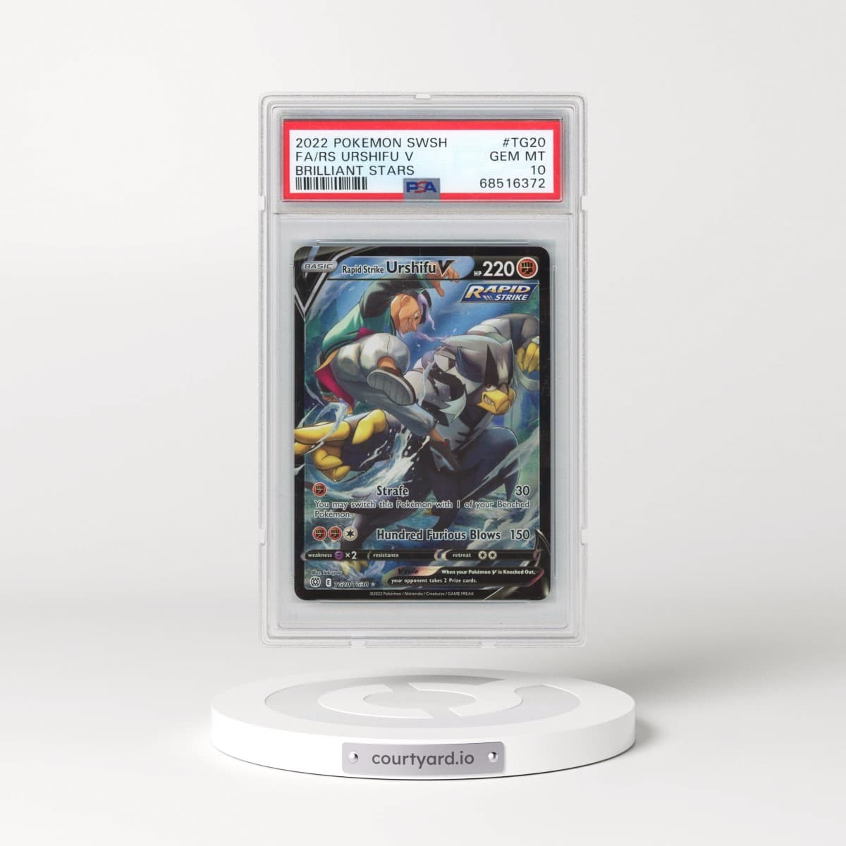 2022 Pokémon Sword & Shield Brilliant Stars #TG20 Rapid Strike Urshifu V - Holo Full Art (PSA 10 GEM MINT)