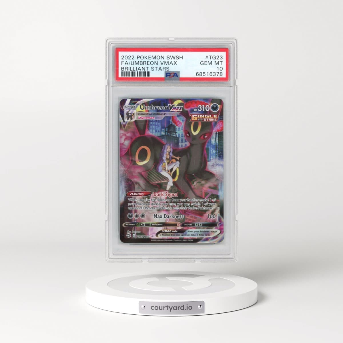 2022 Pokémon Sword & Shield Brilliant Stars #TG23 Umbreon Vmax - Full Art (PSA 10 GEM MINT)
