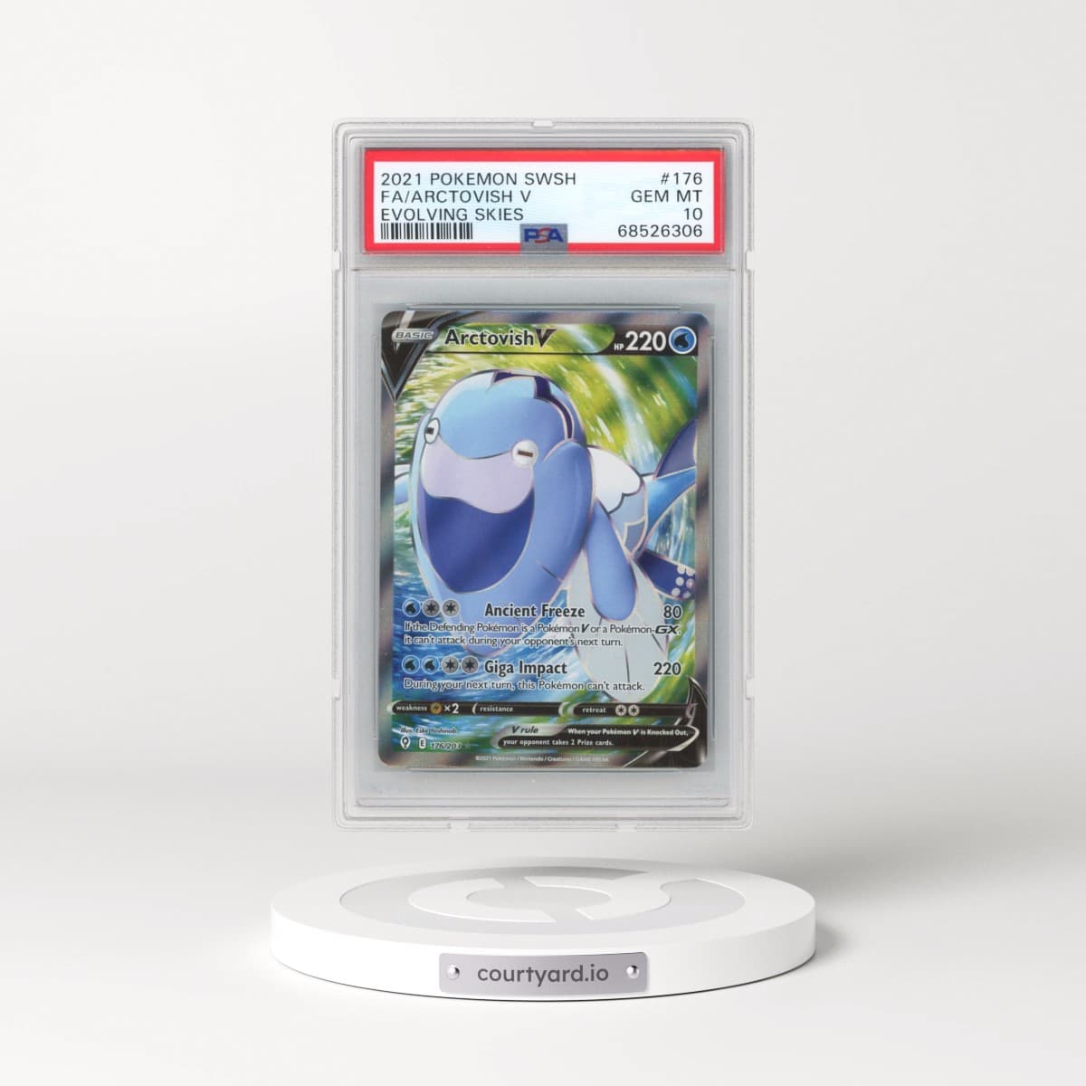 2021 Pokémon Sword & Shield Evolving Skies #176 Arctovish V - Holo Full Art (PSA 10 GEM MINT)