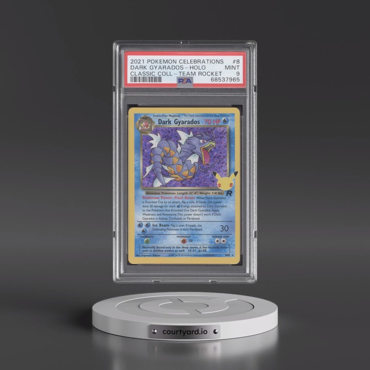 2021 Pokémon Celebrations Classic Collection #8 Dark Gyarados - Holo (PSA 9 MINT)