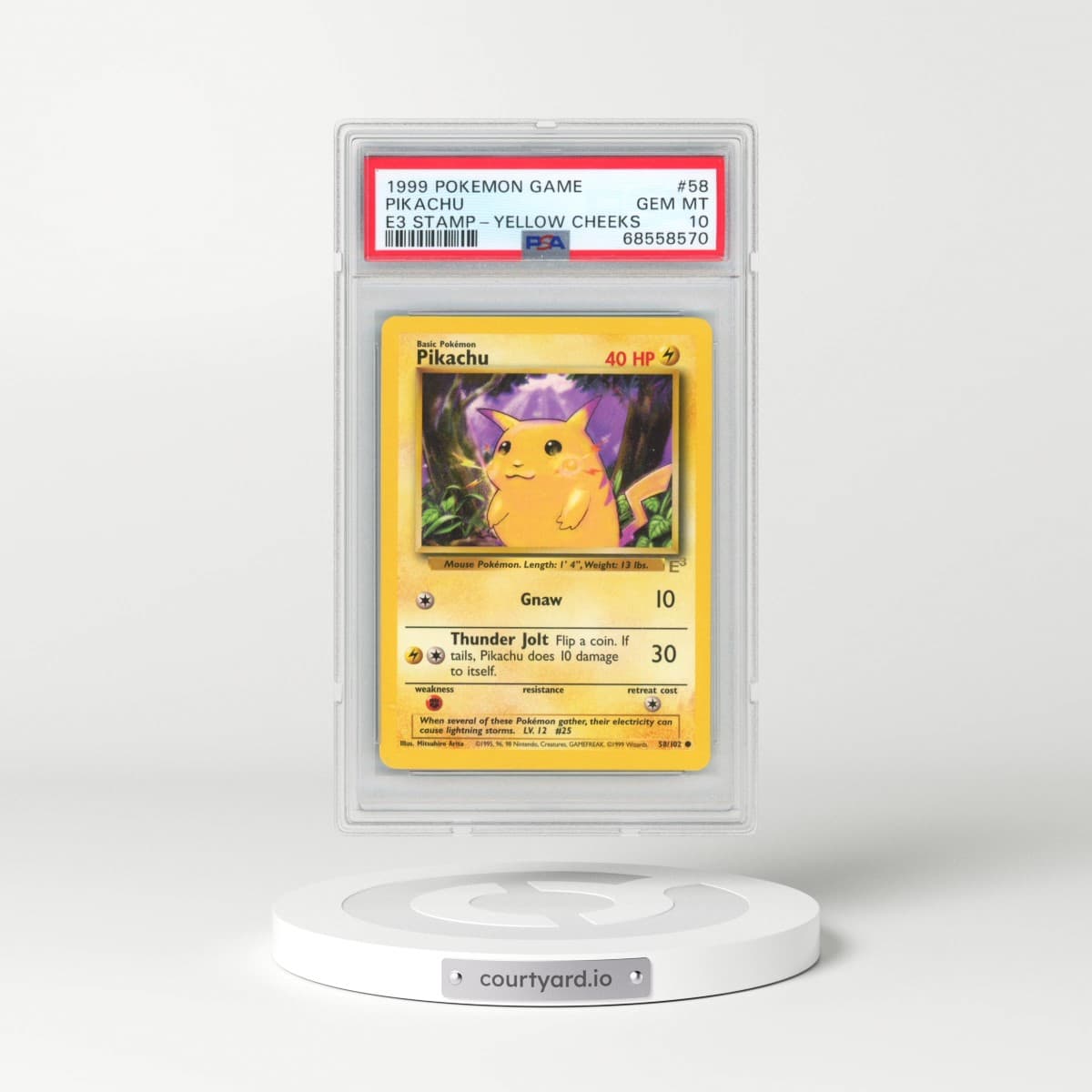 1999 Pokémon Game #58 Pikachu - E3 Stamp-Yellow Cheeks (PSA 10 GEM MINT)