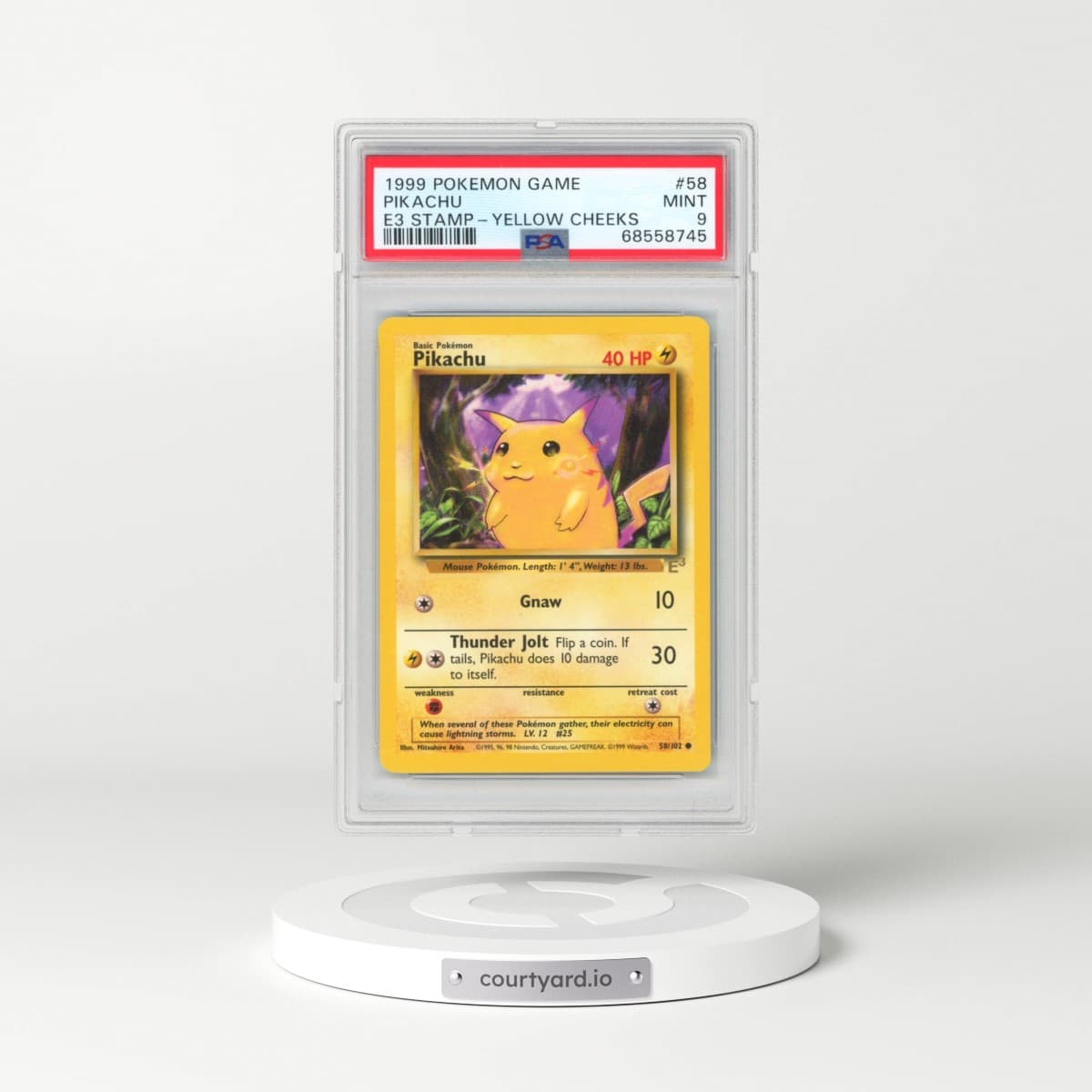 1999 Pokémon Game #58 Pikachu - E3 Stamp-Yellow Cheeks (PSA 9 MINT)