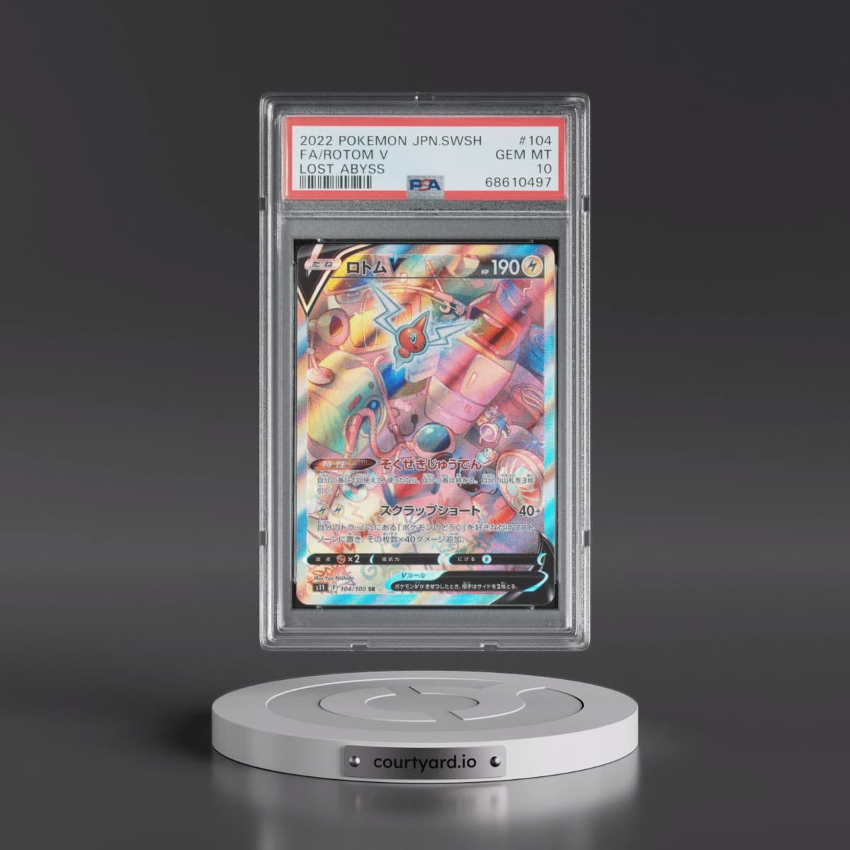 2022 Pokémon Sword & Shield Lost Abyss #104 Rotom V - Holo Full Art (PSA 10 GEM MINT)