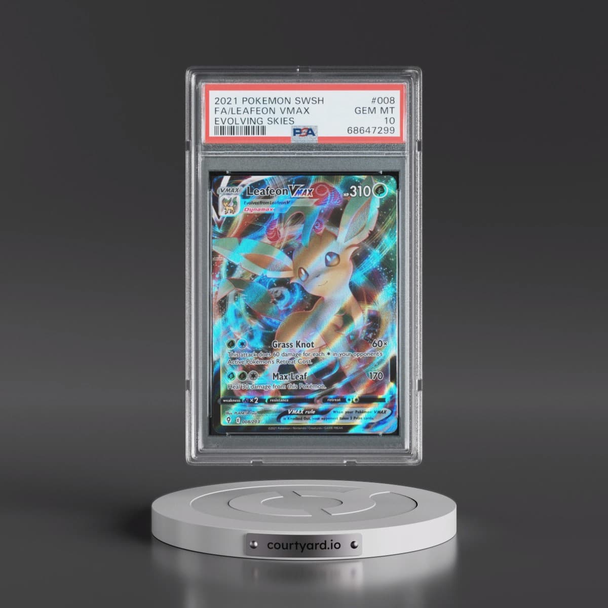 2021 Pokémon Sword & Shield Evolving Skies #008 Leafeon Vmax - Full Art (PSA 10 GEM MINT)