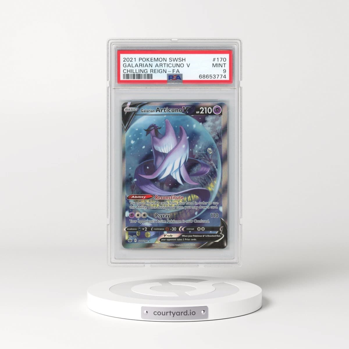 2021 Pokémon Sword & Shield Chilling Reign #170 Galarian Articuno V - Holo Full Art (PSA 9 MINT)