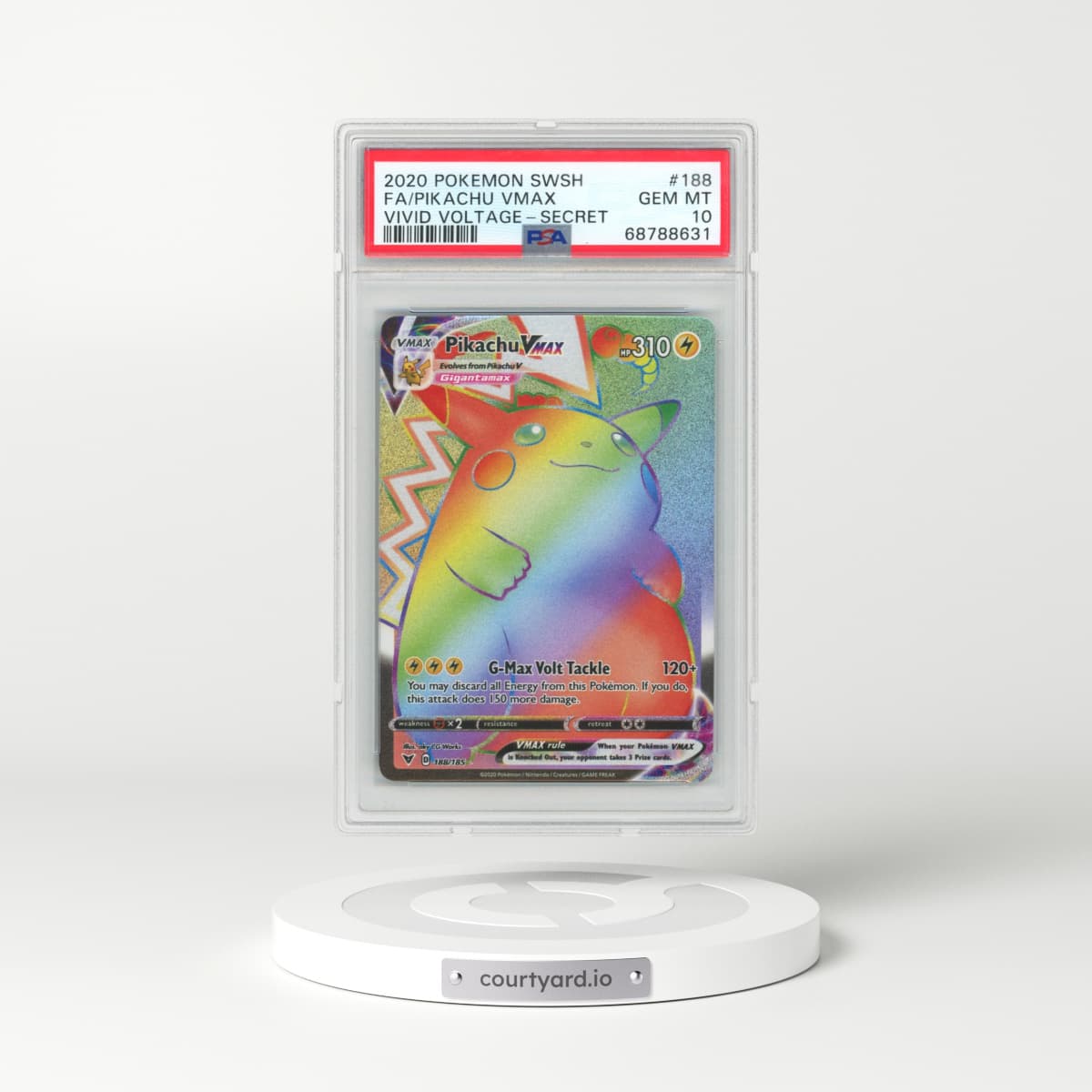 2020 Pokémon Sword & Shield Vivid Voltage #188 Pikachu Vmax - Full Art Secret (PSA 10 GEM MINT)