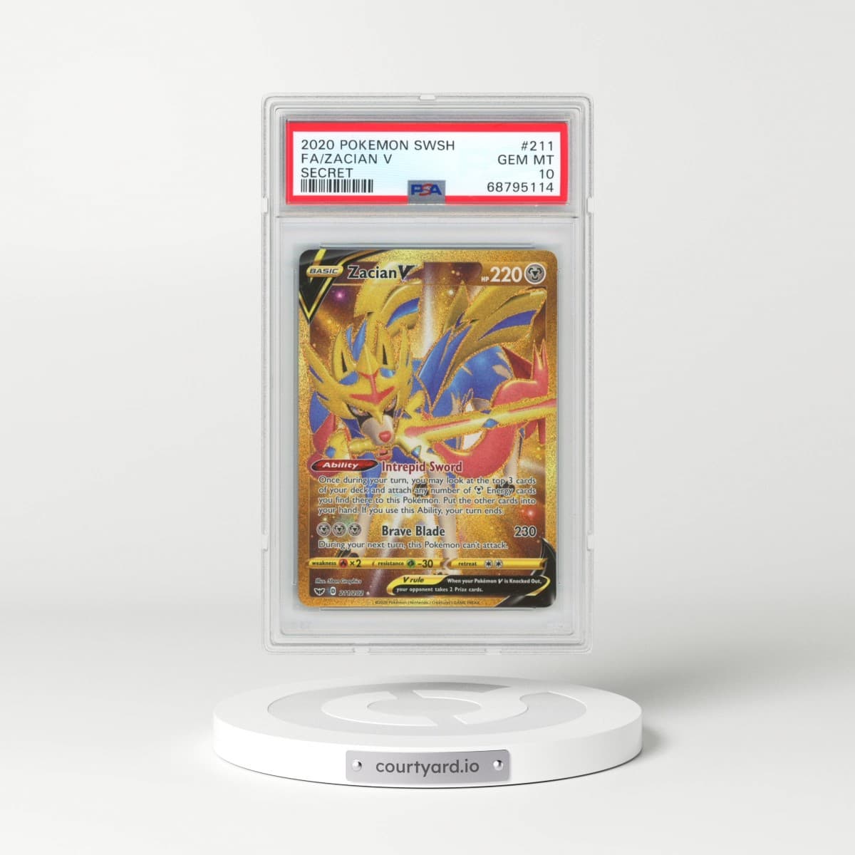 2020 Pokémon Sword & Shield #211 Zacian V - Holo Full Art Secret (PSA 10 GEM MINT)