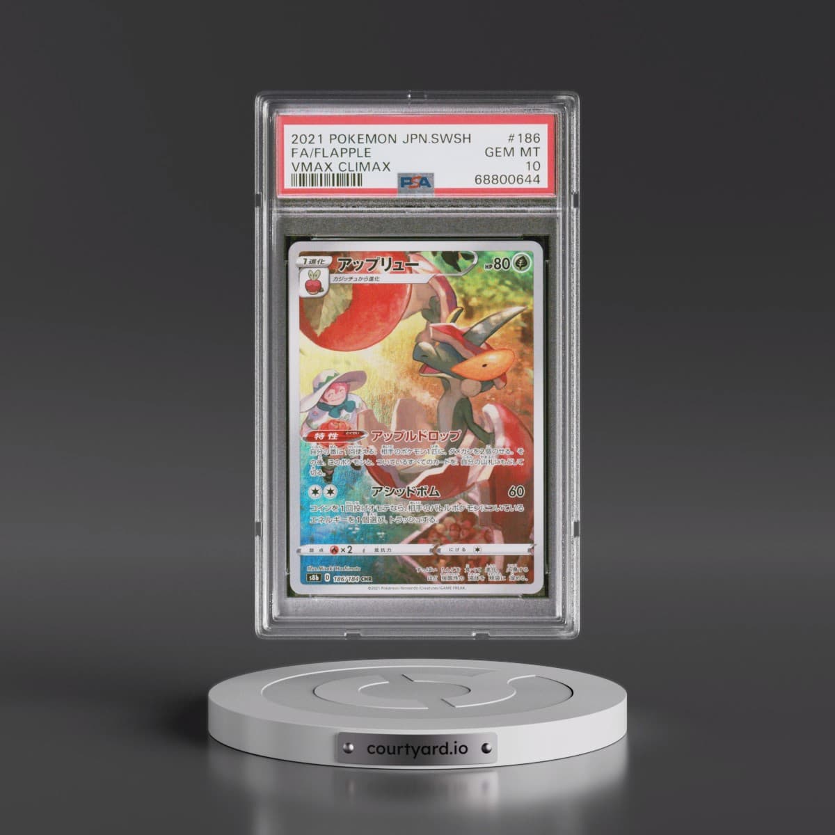 2021 Pokémon Sword & Shield Vmax Climax #186 Flapple - Full Art (PSA 10 GEM MINT)