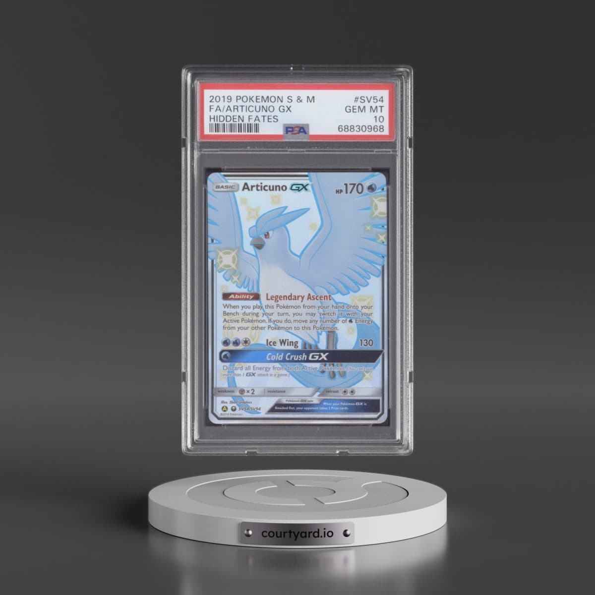 2019 Pokémon Sun & Moon Hidden Fates #SV54 Articuno GX - Holo Full Art (PSA 10 GEM MINT)