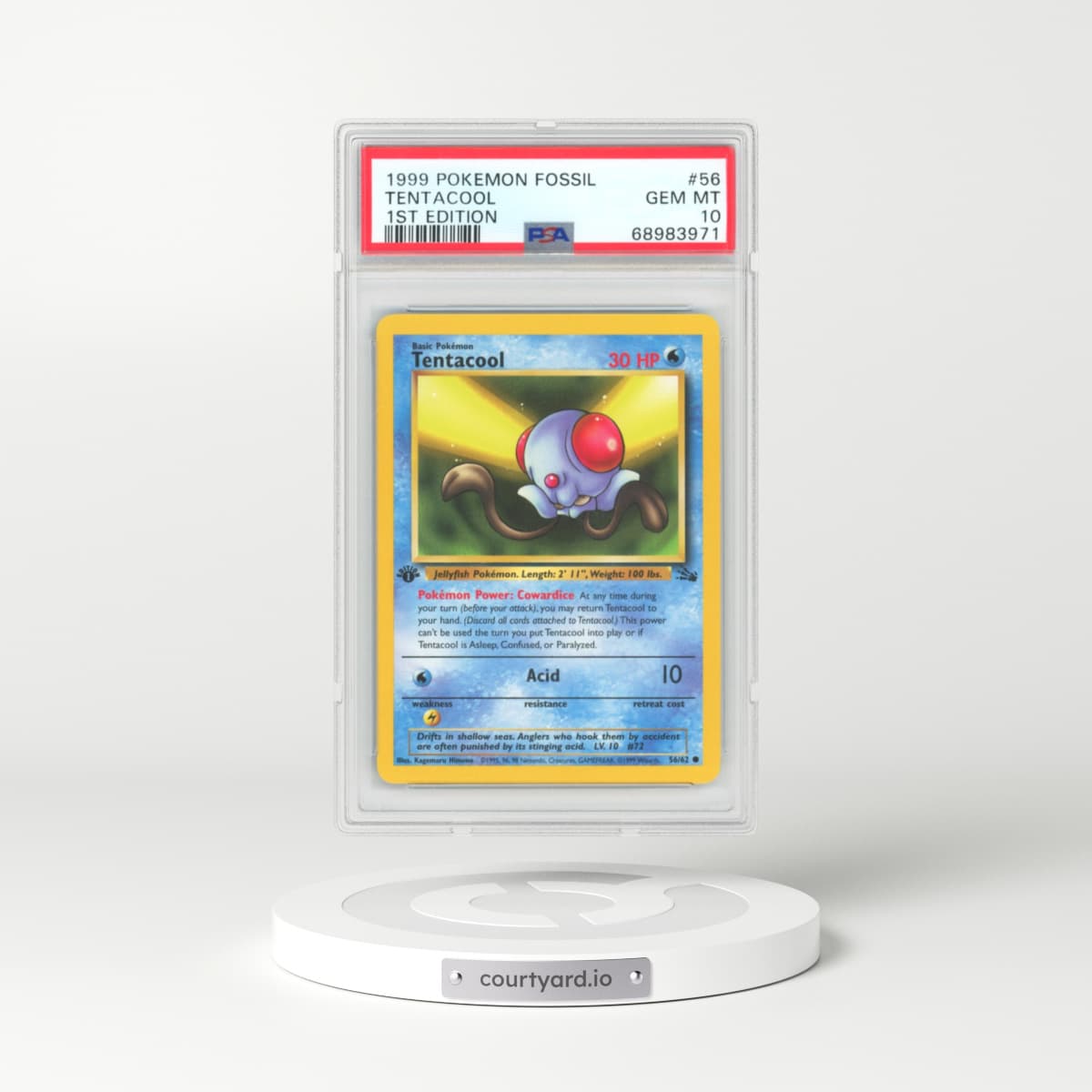 1999 Fossil #56 Tentacool - 1st Edition (PSA 10 GEM MINT)