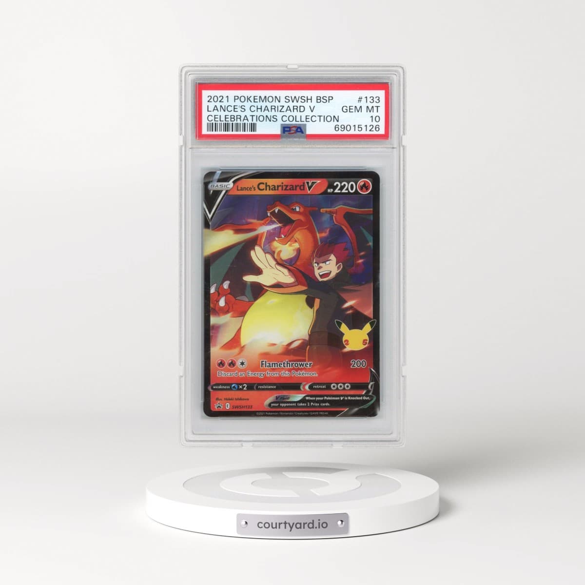 2021 Pokémon Swsh Black Star Promo #133 Lance's Charizard V - Holo Celebrations Collection (PSA 10 GEM MINT)