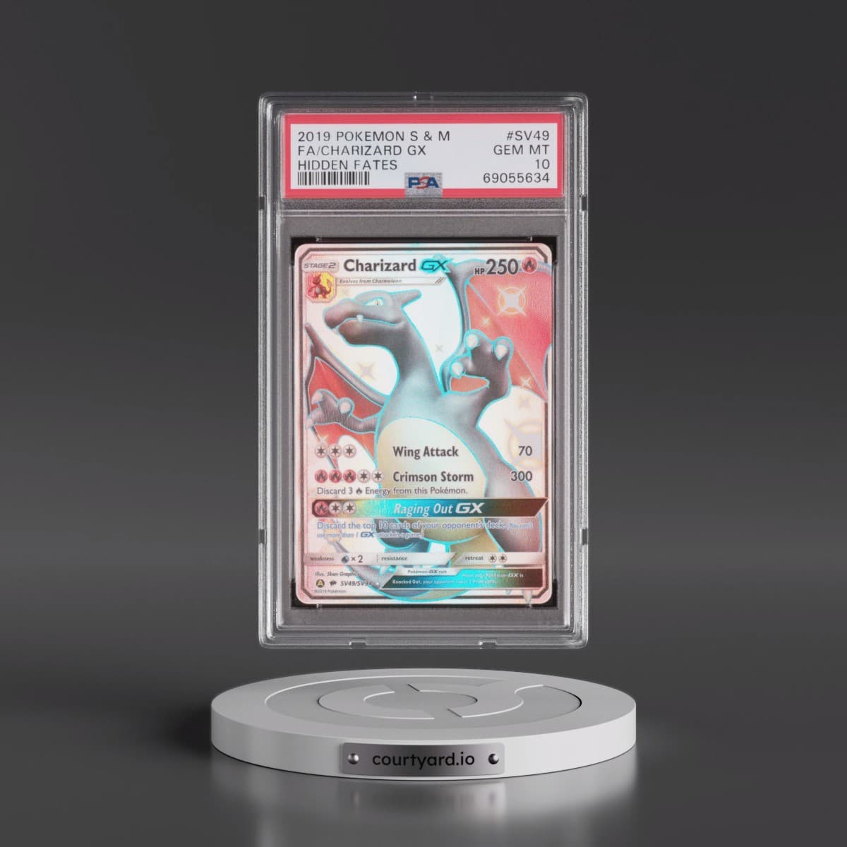 2019 Pokémon Sun & Moon Hidden Fates #SV49 Charizard GX - Holo Full Art (PSA 10 GEM MINT)