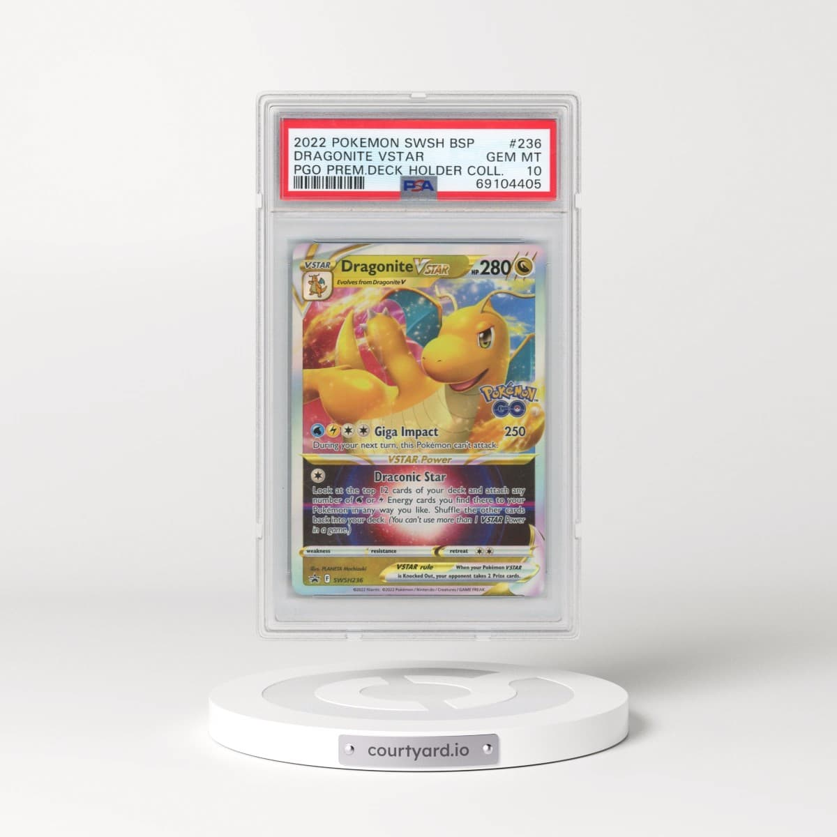 2022 Pokémon Swsh Black Star Promo #236 Dragonite Vstar - Pokemon Go Premier Deck Holder Collection (PSA 10 GEM MINT)