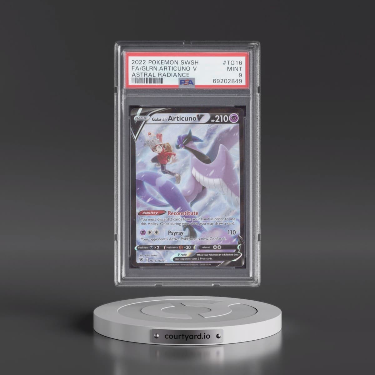 2022 Pokémon Sword & Shield Astral Radiance #TG16 Galarian Articuno V - Holo Full Art (PSA 9 MINT)