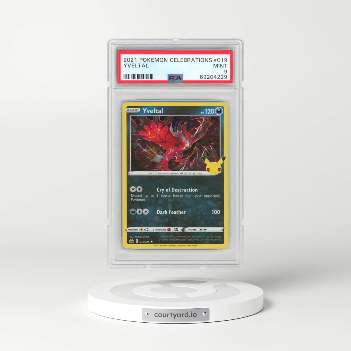 2021 Pokémon Celebrations #019 Yveltal (PSA 9 MINT)