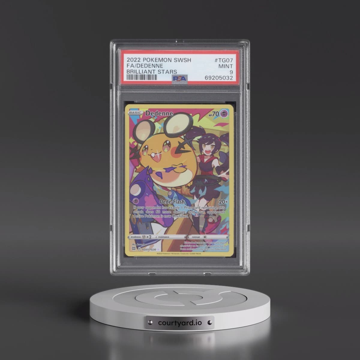 2022 Pokémon Sword & Shield Brilliant Stars #TG07 Dedenne - Full Art (PSA 9 MINT)