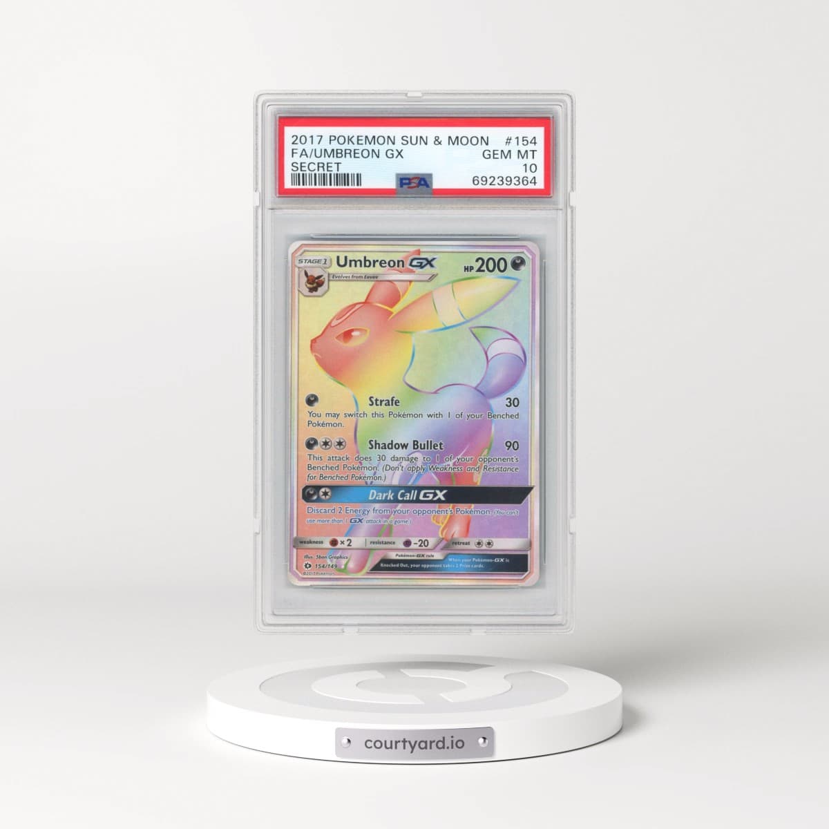 2017 Pokémon Sun & Moon #154 Umbreon GX - Holo Full Art Secret (PSA 10 GEM MINT)