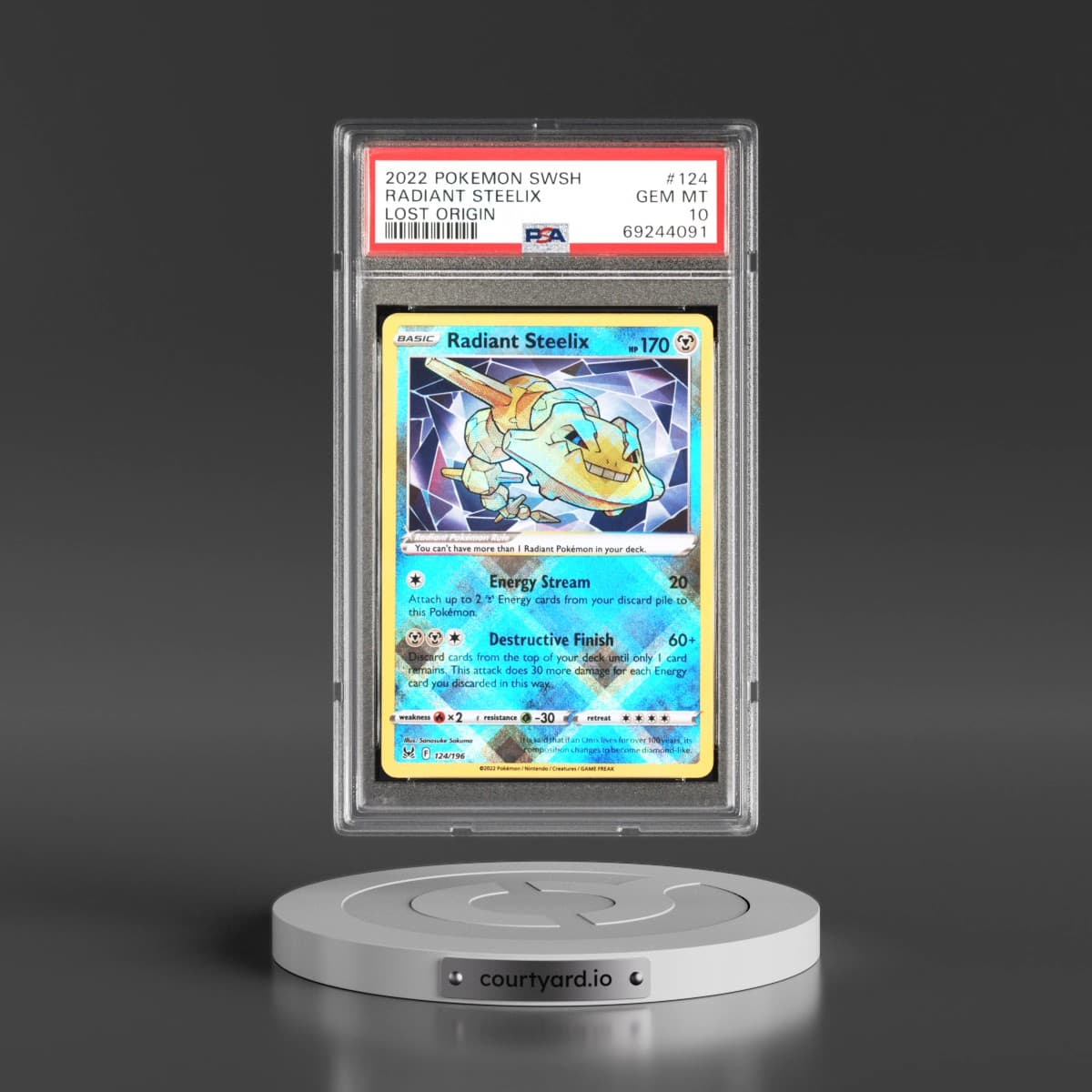 2022 Pokémon Sword & Shield Lost Origin #124 Radiant Steelix - Holo (PSA 10 GEM MINT)
