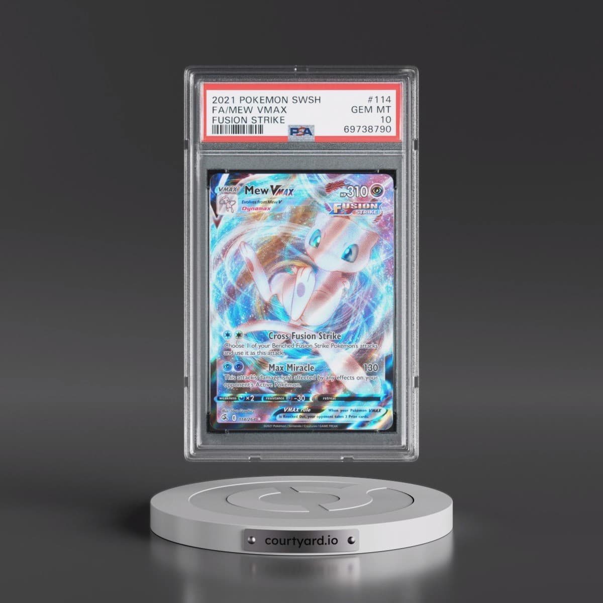 2021 Pokémon Sword & Shield Fusion Strike #114 Mew Vmax - Full Art (PSA 10 GEM MINT)