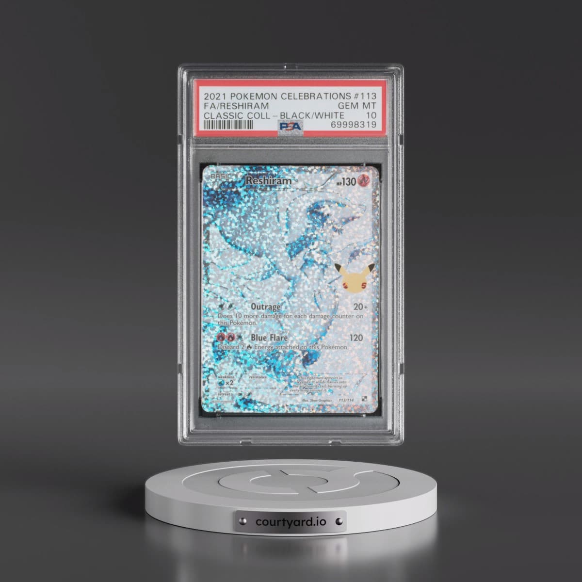 2021 Pokémon Celebrations Classic Collection #113 Reshiram - Full Art (PSA 10 GEM MINT)