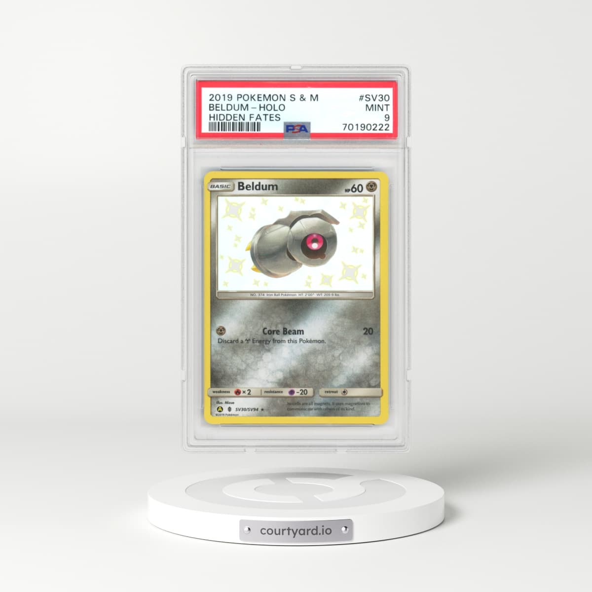 2019 Hidden Fates #SV30 Beldum - Holo (PSA 9 MINT)