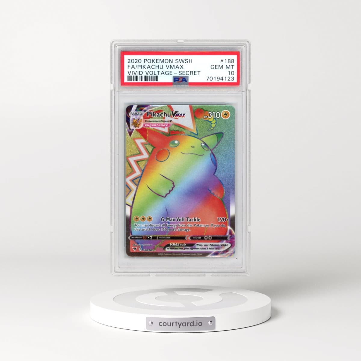 2020 Pokémon Sword & Shield Vivid Voltage #188 Pikachu Vmax - Full Art Secret (PSA 10 GEM MINT)