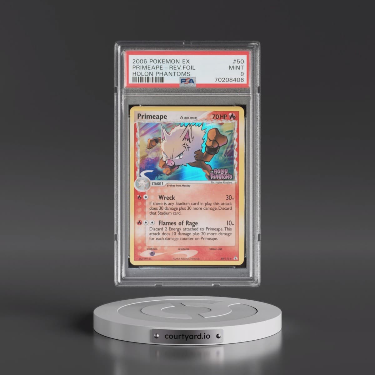 2006 Pokémon EX Holon Phantoms #50 Primeape - Reverse Foil (PSA 9 MINT)