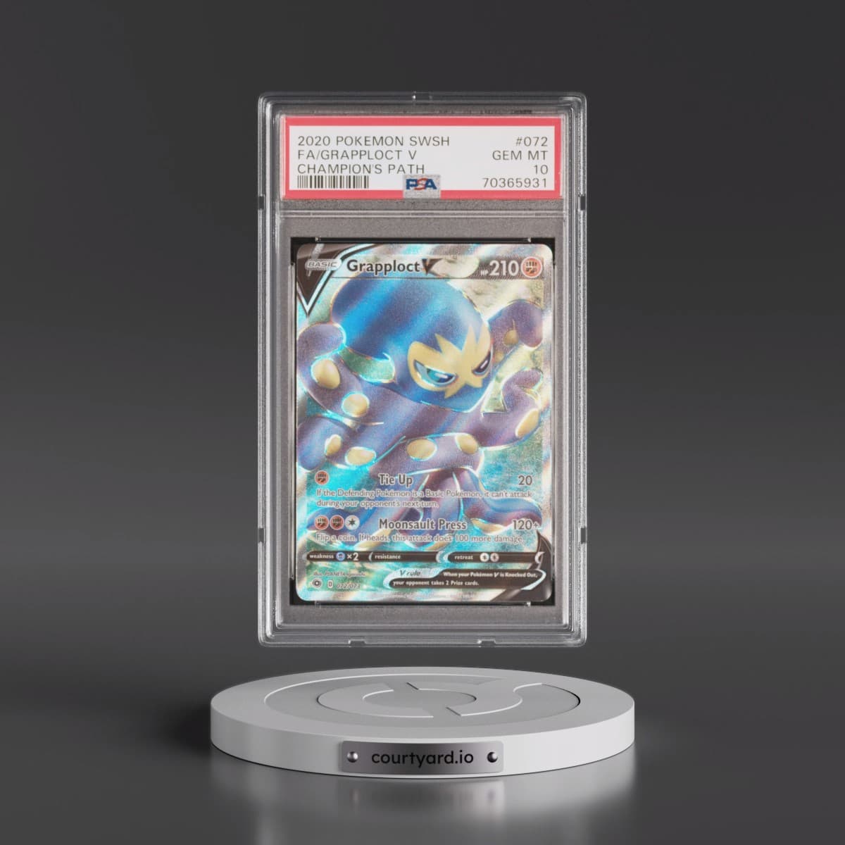 2020 Pokémon Sword & Shield Champion's Path #072 Grapploct V - Holo Full Art (PSA 10 GEM MINT)