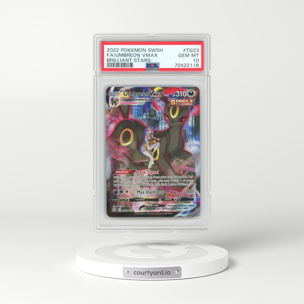 2022 Pokémon Sword & Shield Brilliant Stars #TG23 Umbreon Vmax - Full Art (PSA 10 GEM MINT)